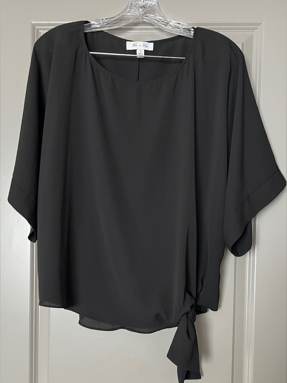 Black Tie-Hem Dolman Sleeve Top